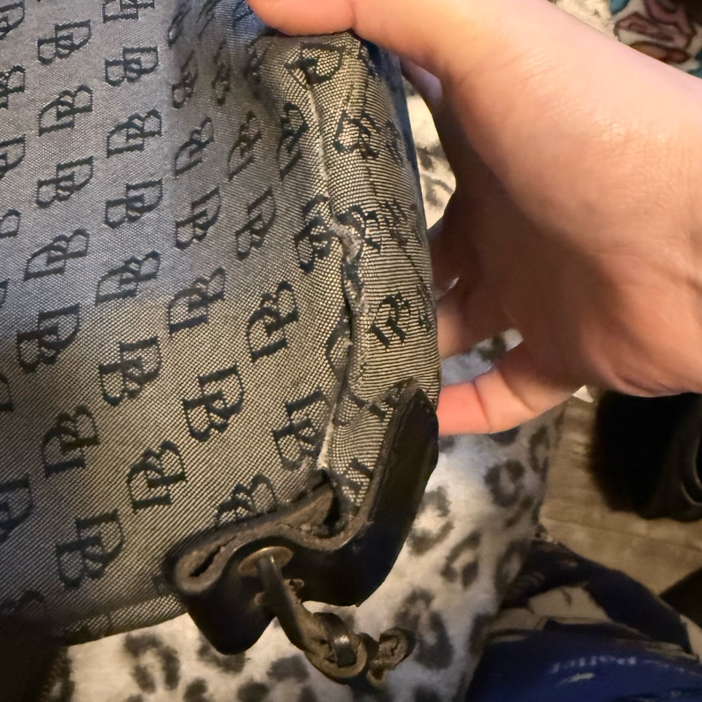 Dooney & Bourke Gray and Black Tote Bag with Monogram Pattern - Picture 4 of 8